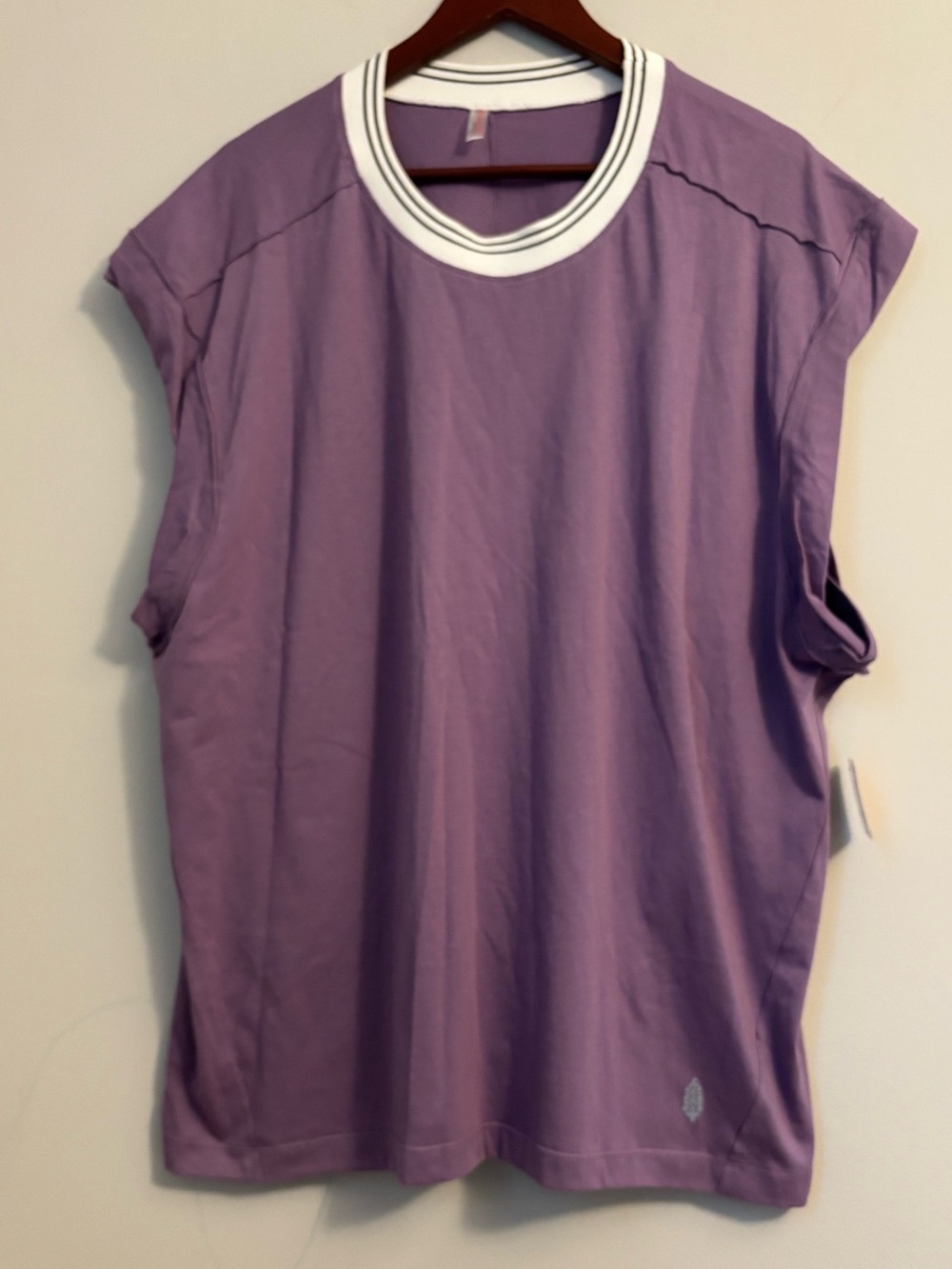 FP Movement, XL Don't Sweat It Top/Tee, Curved Arm Sleeve Violet Purple Oversize - Picture 5 of 10